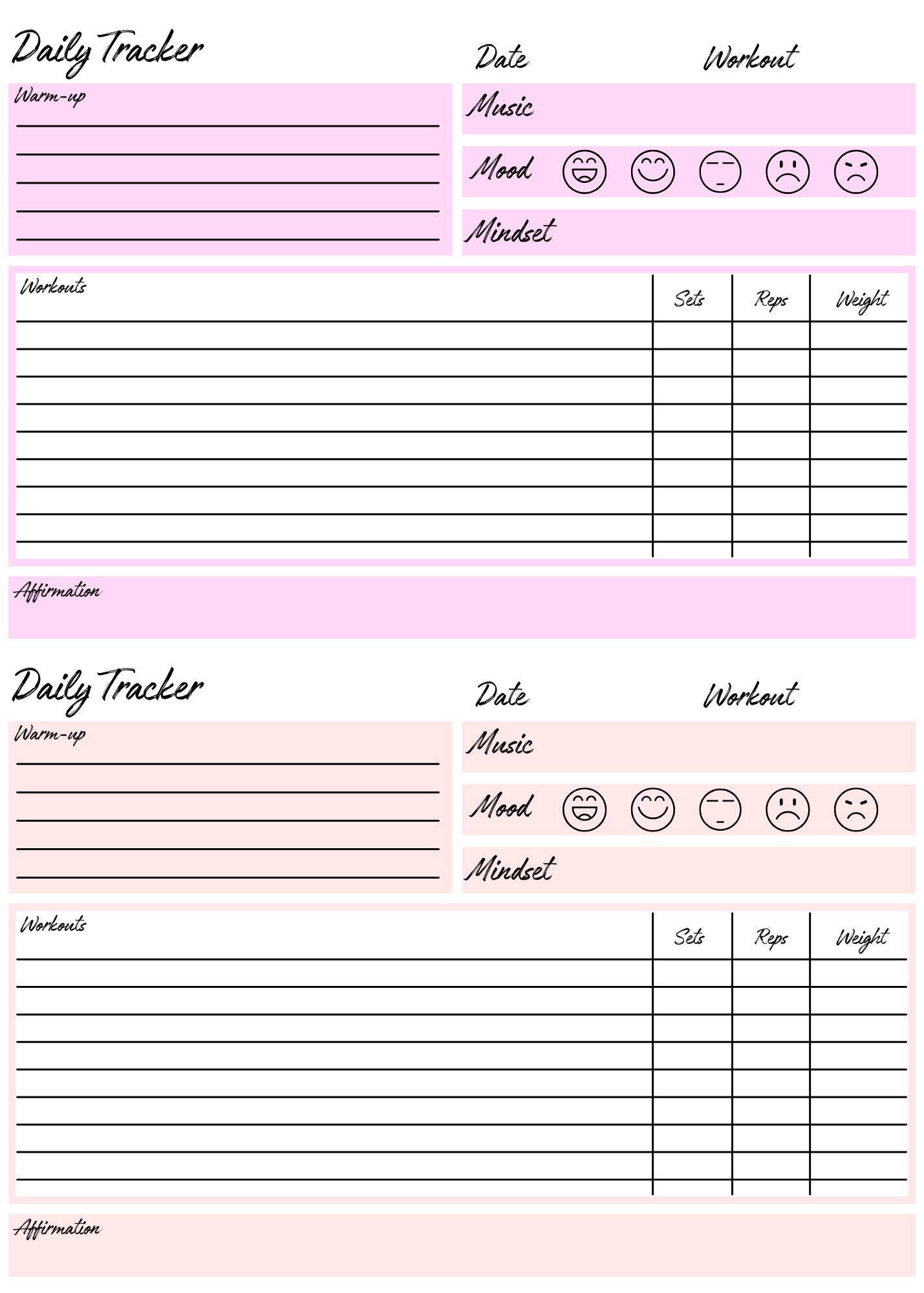 Blank Workout Templates – Printable PDF for Easy Fitness Tracking
