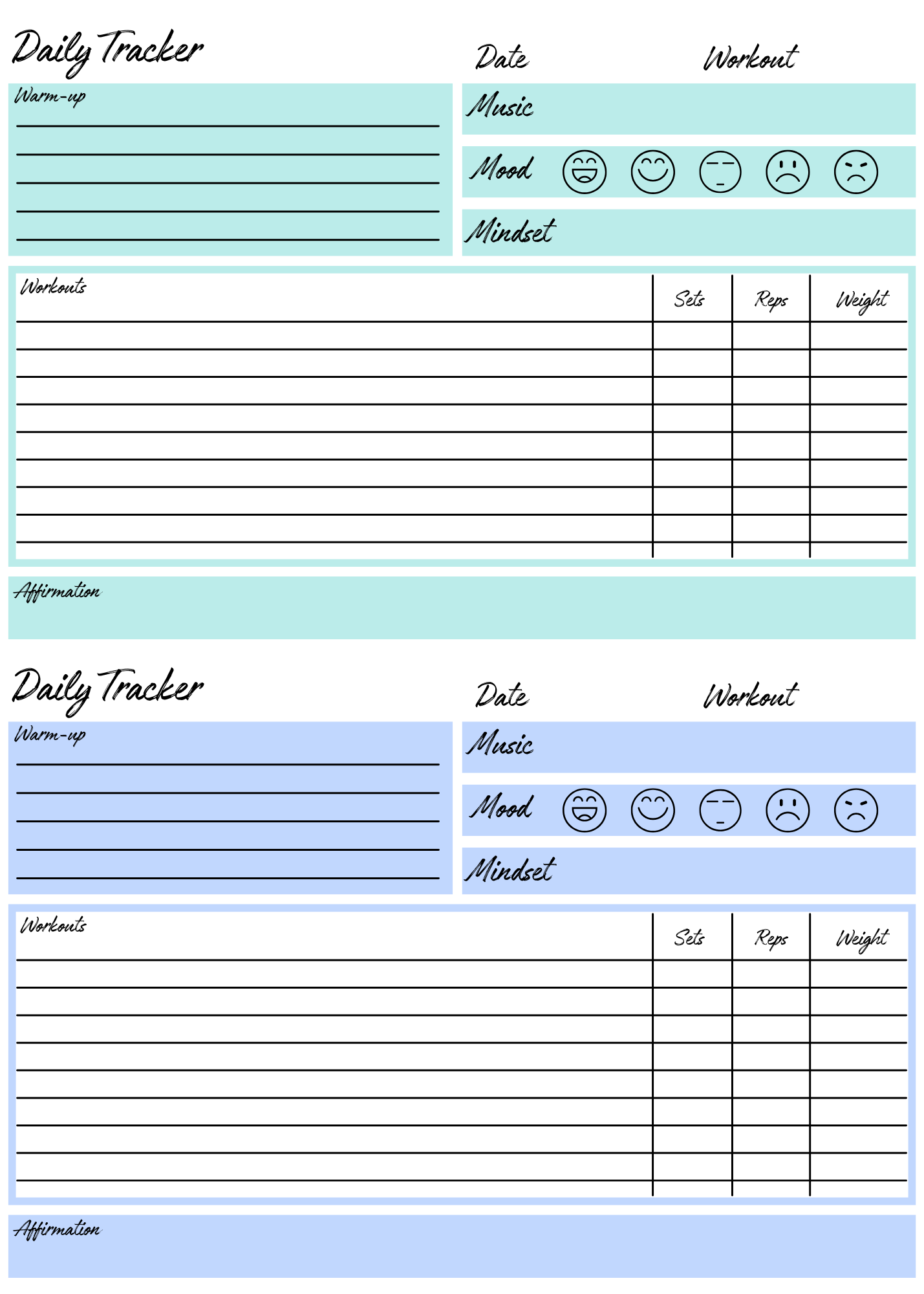 Blank Workout Templates – Printable PDF for Easy Fitness Tracking