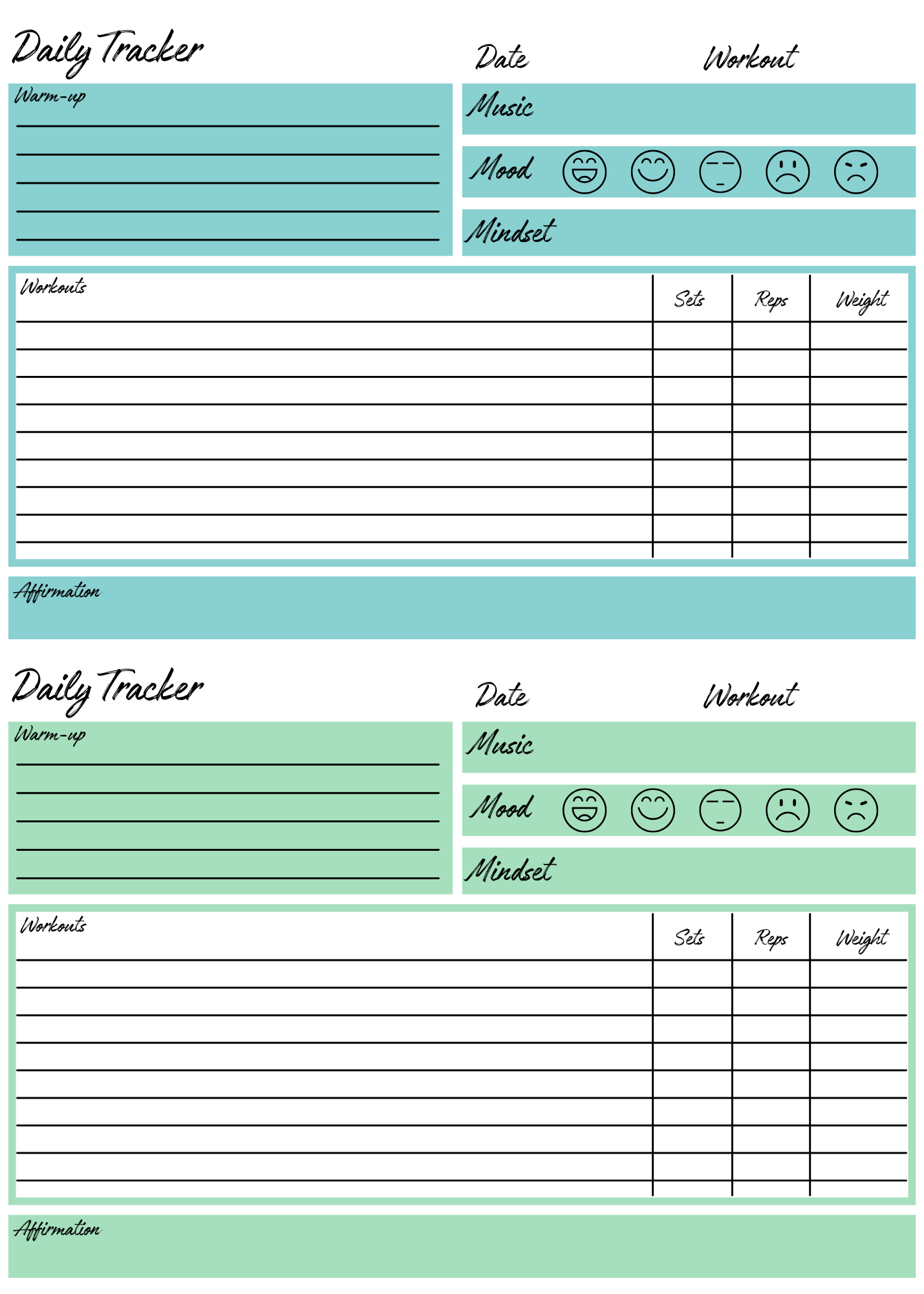 Blank Workout Templates – Printable PDF for Easy Fitness Tracking